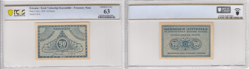 Estonia 50 Penni 1919 - PCGS 63 CHOICE UNC
Only one exemplar certified finer by ...