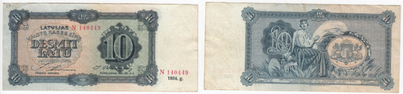 Latvia 10 Latu 1934
XF. Pick 25c.