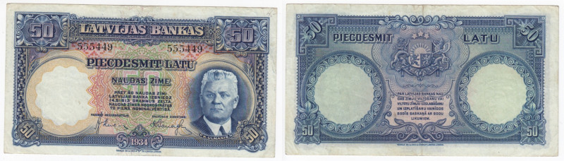 Latvia 50 Latu 1934
XF. Pick 20.