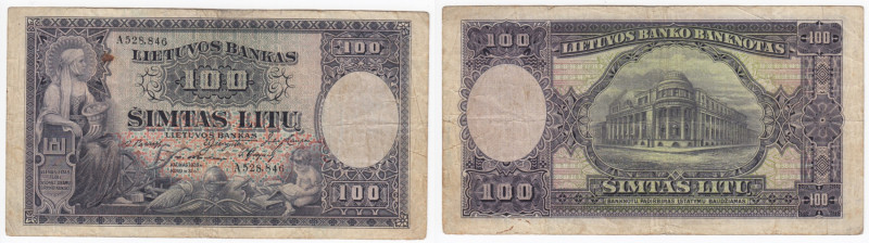 Lithuania 100 Litu 1928
VF. Pick 25a.