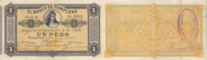 Colombia 1 Peso 1883 - Pamplona
VF. Pick S711.