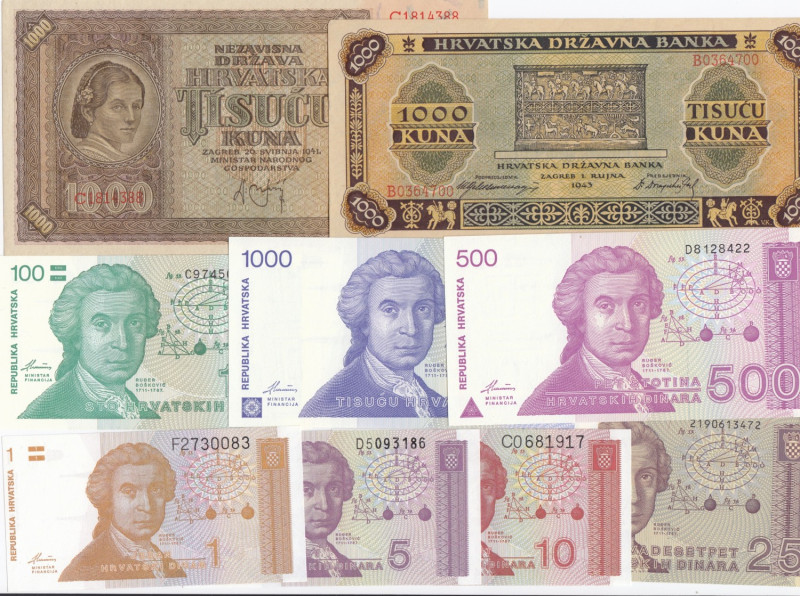 Group of Croatia Banknotes (10)
AU/UNC.