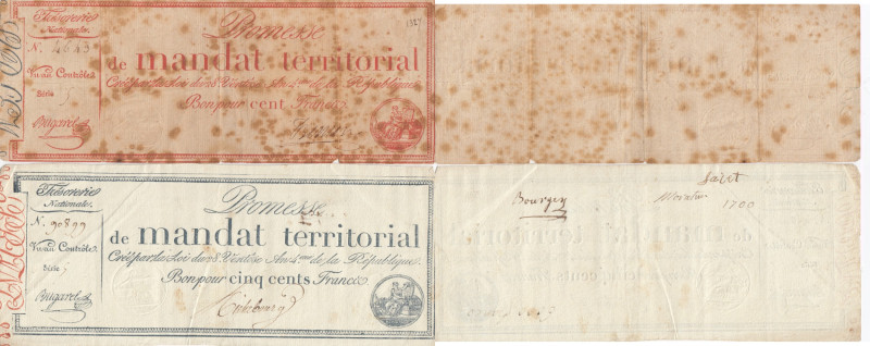 France 100 & 500 Francs 1796 (2)
Various condition. Pick A84b,A86b.