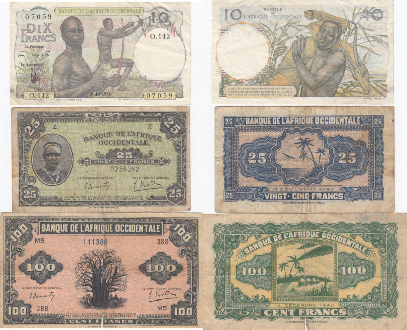 Group of French West Africa Banknotes (3)
Various.