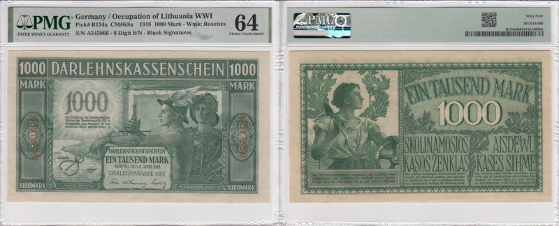 Germany, Kowno (Lithuania / Poland) 1000 Mark 1918 - PMG 64 Choice Uncirculated
...