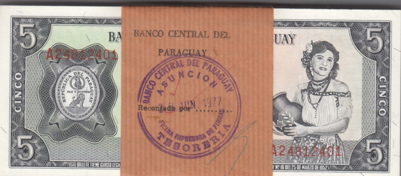 Paraguay 5 Guarinies 1963 - Sequential # (100)
UNC. Pick 195b.