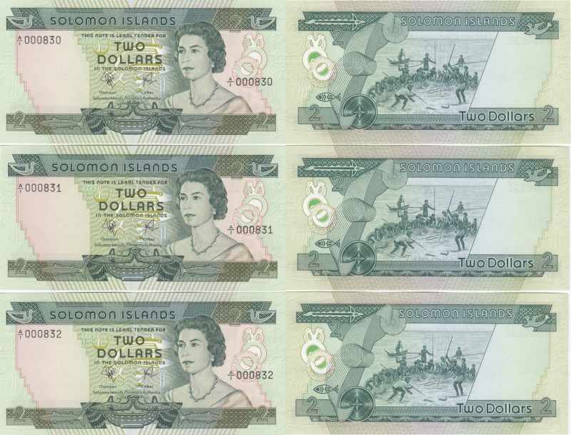 Solomon Islands 2 Dollars 1977 - Sequential # (3)
UNC. Pick 5.