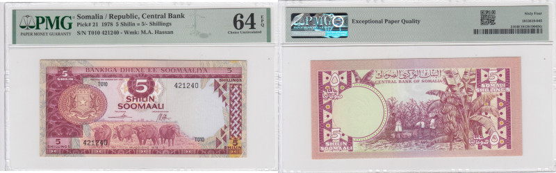 Somalia 5 Shilin 1978 - PMG 64 EPQ Choice Uncirculated
Pick 21.