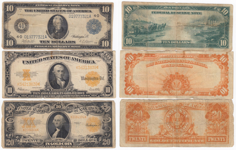 USA 20 & 10 Dollars 1922, 10 Dollars 1914 (3)
Various condition. Sold as seen, n...