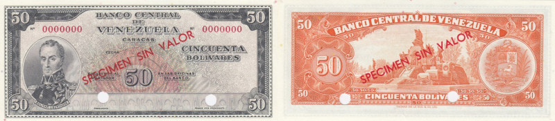 Venezuela 50 Bolivares 1961 - Specimen
UNC. Pick 44s.