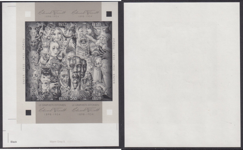 Estonia stamp - Wiiralt stamps sheet block 1998 - Unperforated
Sold as seen, no ...