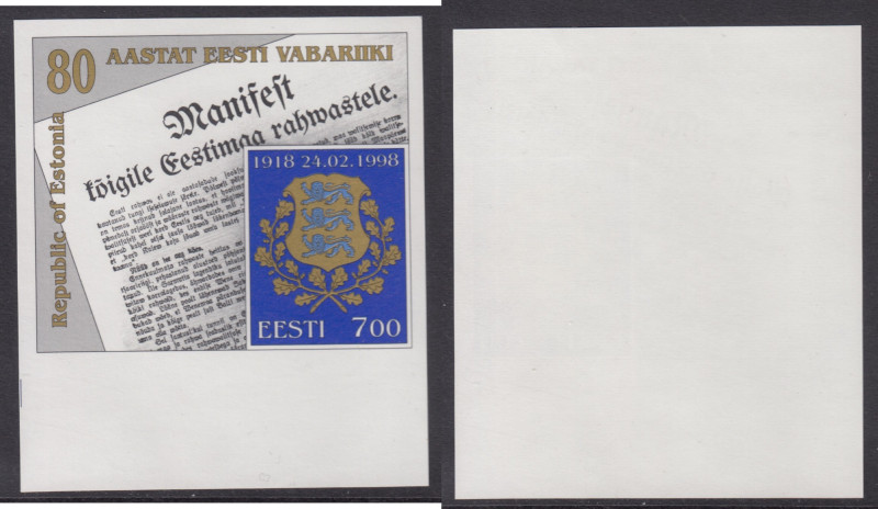 Estonia stamps, 80th ann. of the Republic of Estonia, 1998
Never sold over the c...