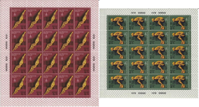 Russia (USSR) stamp sheets 1978 - 1980 Summer Olympics, Moscow: Water Sports (2)...