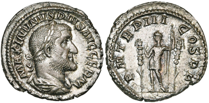 MAXIMIN Ier (235-238), AR denier, 236-237, Rome. D/ MAXIMINVS PIVS AVG GERM B. l...