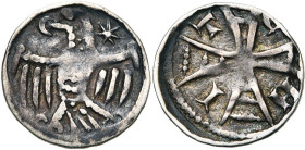 BRABANT, Duché, Henri II (1235-1248) - Henri III (1248-1261), AR denier à l'aigle, Bruxelles. D/ Aigle aux ailes éployées, t. à g. A d., une étoile. R...