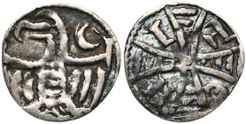 BRABANT, Duché, Henri II (1235-1248) - Henri III (1248-1261), AR denier à l'aigle, Bruxelles. D/ Aigle aux ailes éployées, t. à g. A d., un croissant....