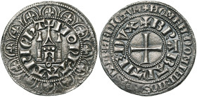 BRABANT, Duché, Jean II (1294-1312), AR gros au châtel brabançon, après 1300, Maastricht. D/ + MONETA: TRICHT Châtel brabançon au-dessus d'un annelet,...