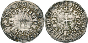 BRABANT, Duché, Jean III (1312-1355), AR gros au châtel brabançon, mai 1337, Anvers. D/ + MONETA ANDWP' Châtel. Bordure de douze feuilles d'ache. R/ ...