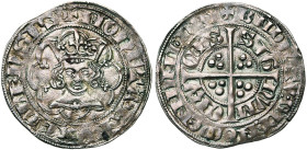 BRABANT, Duché, Jean III (1312-1355), AR demi-gros au type anglais, octobre 1338, Bruxelles. D/ + MONETA BRVXELLENSIS T. cour. de f. dans un polylobe....