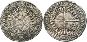 BRABANT, Duché, Jean III (1312-1355), AR gros "compagnon", décembre 1339. D/ MONETA BRABAN' Lion rampant à g. sous une aigle éployée. Bordure de onze ...
