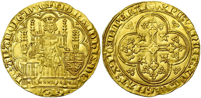 BRABANT, Duché, Jean III (1312-1355), AV chaise d'or (écu d'or), 1343-1344, Anve...