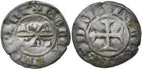 BRABANT, Duché, Jeanne, veuve (1383-1406), billon double mite, s.d. (1384), Louvain. Frappée en convention avec Philippe le Hardi. D/ + MONETA: BRABAN...