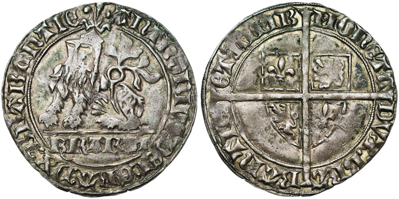 BRABANT, Duché, Antoine de Bourgogne (1406-1415), AR double gros botdrager, s.d....