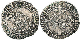 BRABANT, Duché, Charles le Téméraire (1467-1477), AR demi-briquet, 1476, Anvers. D/ Protome de lion à g. R/ Croix fleuronnée. G.H. 36-1; W. 509; VH 50...