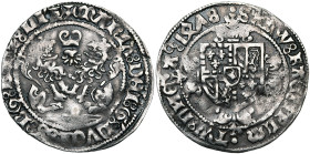 BRABANT, Duché, Marie de Bourgogne (1477-1482), AR double briquet, 1478, Anvers. Tour en fin de légende. D/ Deux lions assis et affrontés. Entre leurs...