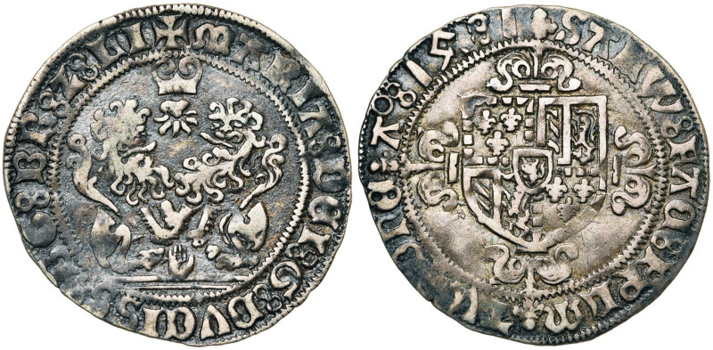 BRABANT, Duché, Marie de Bourgogne (1477-1482), AR double briquet, 1481, Anvers....