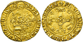 BRABANT, Duché, Philippe le Beau (1482-1506), AV demi-florin au saint Philippe, s.d. (1500-1506), Anvers. Croisette initiale au revers. D/ Saint Phili...