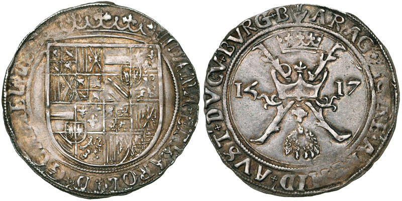 BRABANT, Duché, Charles Quint (1506-1555), AR réal d'Espagne, 1517, Anvers. Au t...