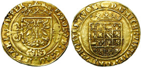 BRABANT, Duché, Charles Quint (1506-1555), AV demi-réal d'or, s.d. (1521-1552), Anvers. Sans différent. Ponctuation par croisettes. D/ Ecu impérial co...