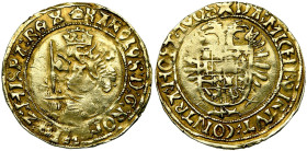 BRABANT, Duché, Charles Quint (1506-1555), AV florin Karolus d'or (tiers de réal), s.d. (1521-1552), Maastricht. Avec couronne au droit et étoile au r...