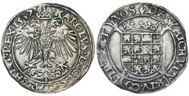 BRABANT, Duché, Charles Quint (1506-1555), AR 4 patards (vlieger), 1537, Anvers. D/ Aigle impériale couronnée. R/ Ecu aux seize quartiers couronné, su...