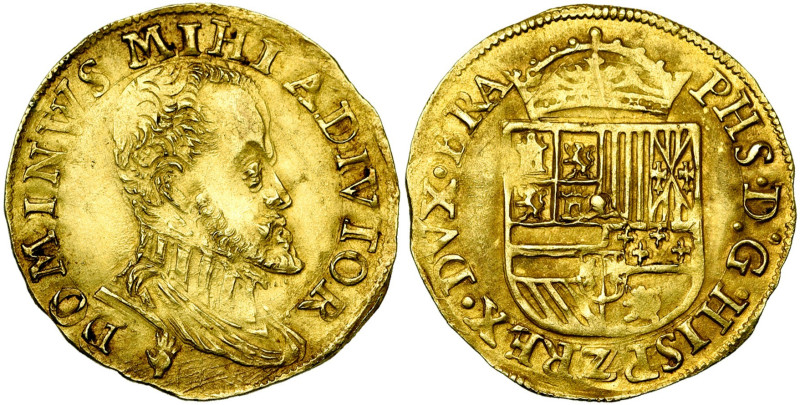 BRABANT, Duché, Philippe II (1555-1598), AV demi-réal d'or, s.d. (1560-1573), An...