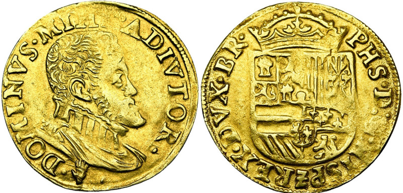 BRABANT, Duché, Philippe II (1555-1598), AV demi-réal d'or, s.d. (1560-1573), An...