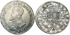 BRABANT, Duché, Philippe II (1555-1598), AR écu Philippe, 1559, Maastricht. Au titre de roi d'Angleterre. D/ B. cuir. à g. PHILIPPVS dans la légende. ...