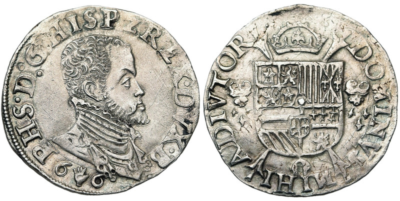 BRABANT, Duché, Philippe II (1555-1598), AR cinquième d'écu Philippe, 1566, Anve...