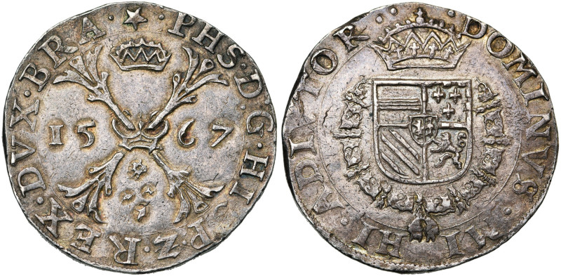 BRABANT, Duché, Philippe II (1555-1598), AR écu de Bourgogne, 1567, Maastricht. ...