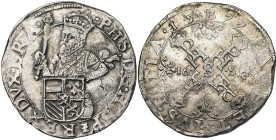 BRABANT, Duché, Les Etats en révolte (1577-1581), AR demi-écu des Etats, 1577, Bruxelles. Avec B dans la date. D/ Le roi à mi-corps de f., couronné et...