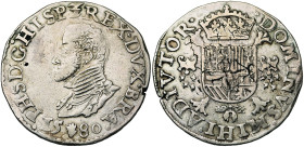 BRABANT, Duché, Les Etats en révolte (1577-1581), AR demi-écu Philippe, 1580, Anvers. D/ B. cuir. à g. R/ Ecu couronné sur une croix de Bourgogne, ent...