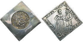 BRABANT, Duché, Bruxelles assiégée par Alexandre Farnèse (1579-1580), AR plaque uniface de 36 sols, 1580. D/ PERFER ET OBDVRA BRVXELLA Ecu au saint Mi...