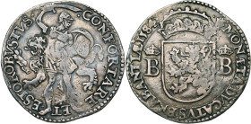 BRABANT, Duché, Les Etats de Brabant (1584-1585), AR demi-écu Robustus, 1584, Anvers. D/ CONFORTARE ET ESTO ROBVSTVS Guerrier antique deb. de f., t. à...
