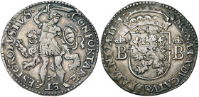 BRABANT, Duché, Les Etats de Brabant (1584-1585), AR demi-écu Robustus, 1585, Anvers. D/ CONFORTARE ET ESTO ROBVSTVS Guerrier antique deb. de f., t. à...