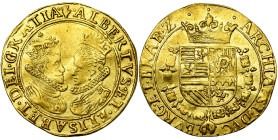 BRABANT, Duché, Albert et Isabelle (1598-1621), AV double ducat, s.d. (1600-1611), Anvers. Avec main en début de légende. D/ B. affrontés des archiduc...
