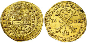 BRABANT, Duché, Albert et Isabelle (1598-1621), AV double albertin, 1602, Anvers. D/ Ecu couronné, entouré du collier de la Toison d'or. R/ Croix de B...