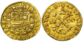 BRABANT, Duché, Albert et Isabelle (1598-1621), AV albertin, 1600, Anvers. D/ Ecu couronné, entouré du collier de la Toison d'or. R/ Croix de Bourgogn...