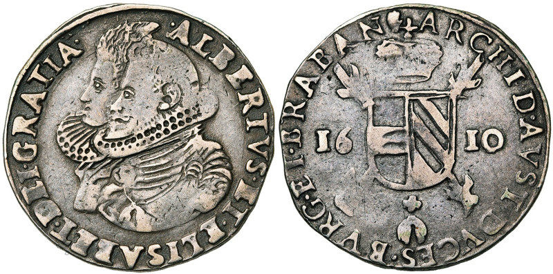 BRABANT, Duché, Albert et Isabelle (1598-1621), AR triple réal, 1610, Anvers. D/...