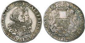 BRABANT, Duché, Albert et Isabelle (1598-1621), AR demi-ducaton, 1619, Anvers. D/ B. accolés des archiducs à d. R/ Ecu couronné, tenu par deux lions, ...